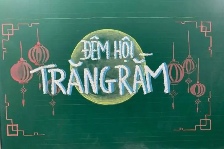 Trang trí bảng Trung thu cực đơn giản cho lớp.(Ảnh: Sưu tầm)