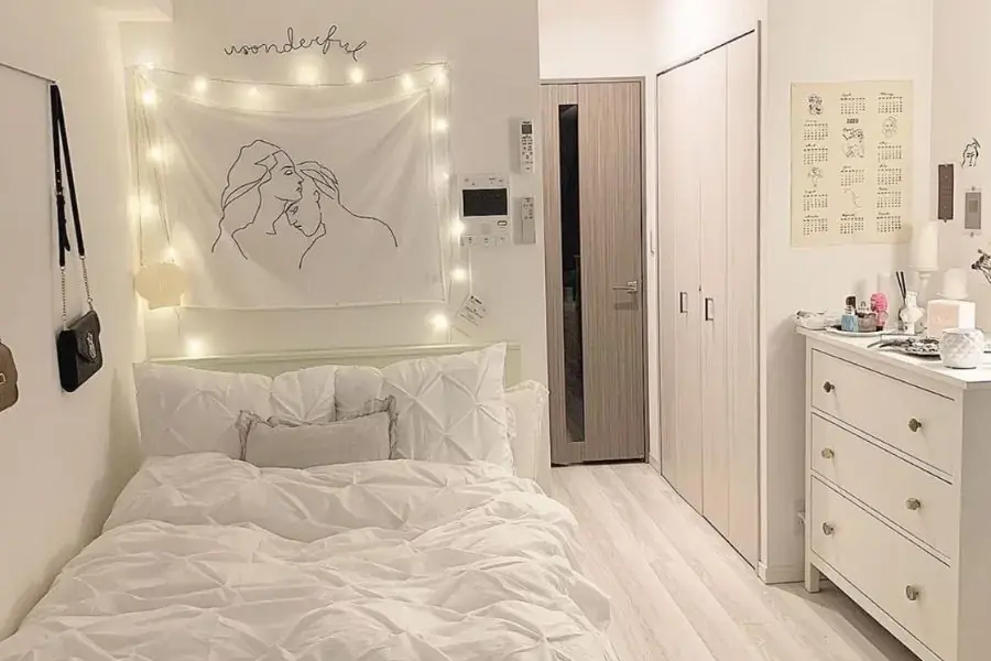 Trang trí phòng trọ tông màu trắng tinh tế, nhẹ nhàng