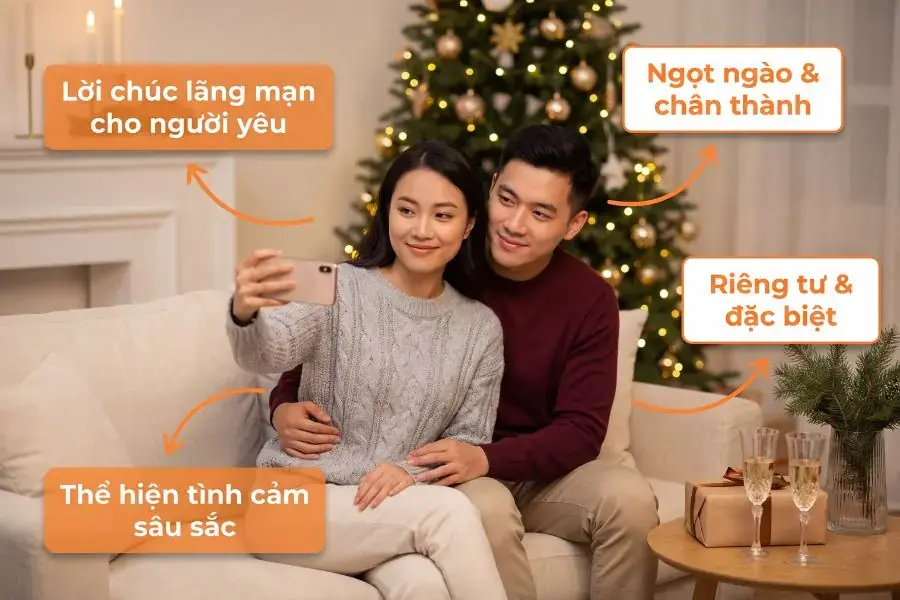 Dành câu chúc Giáng Sinh bằng tiếng Anh cho người yêu để thể hiện sự ngọt ngào, ấm áp.