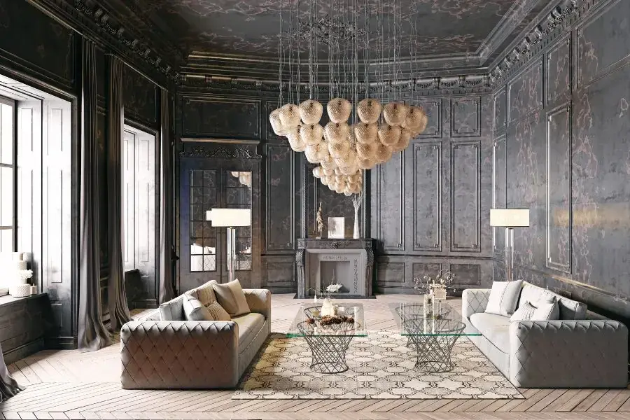 Sự xa hoa của phòng khách luxury với màu đen chủ đạo 