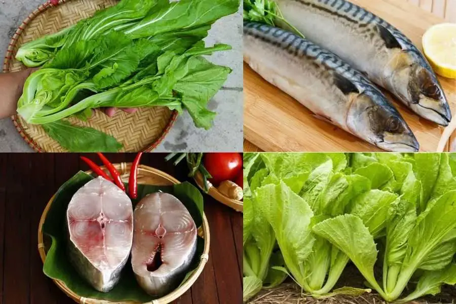 Cải bẹ xanh nhồi thịt - món ăn chứa cả thịt và rau.