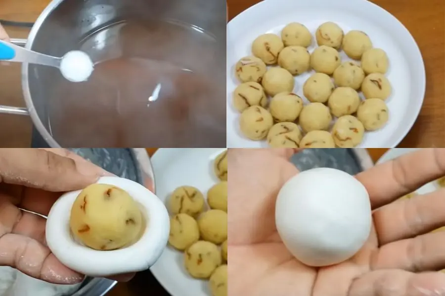 Tiến hành nặn bánh trôi nước.
