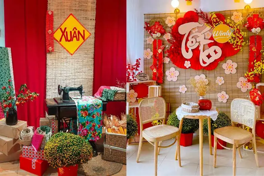 Tận dụng những mô hình, vật dụng cũ trong gia đình như: Máy may, áo dài…