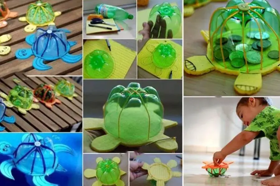 Những chú rùa đáng yêu được thực hiện từ vỏ chai nhựa
