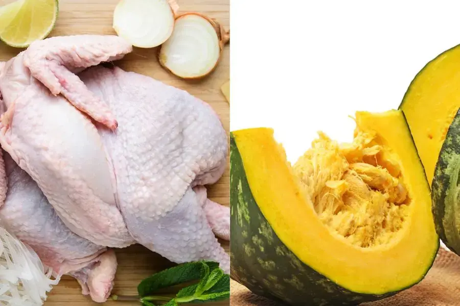 2 nguyên liệu chính cho món canh bí đỏ thịt gà
