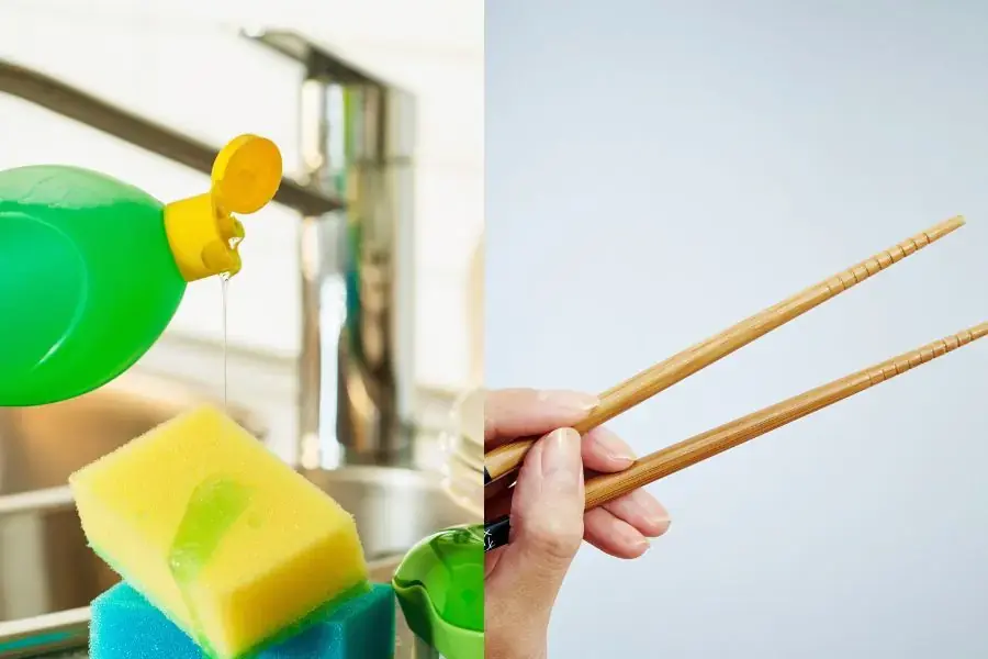 Nước rửa bát có tác dụng trong việc loại bỏ vết ẩm mốc ở đũa tre