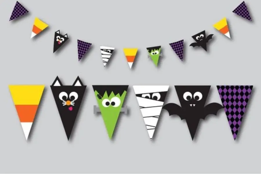 Cắt dán giấy trang trí Halloween mầm non.