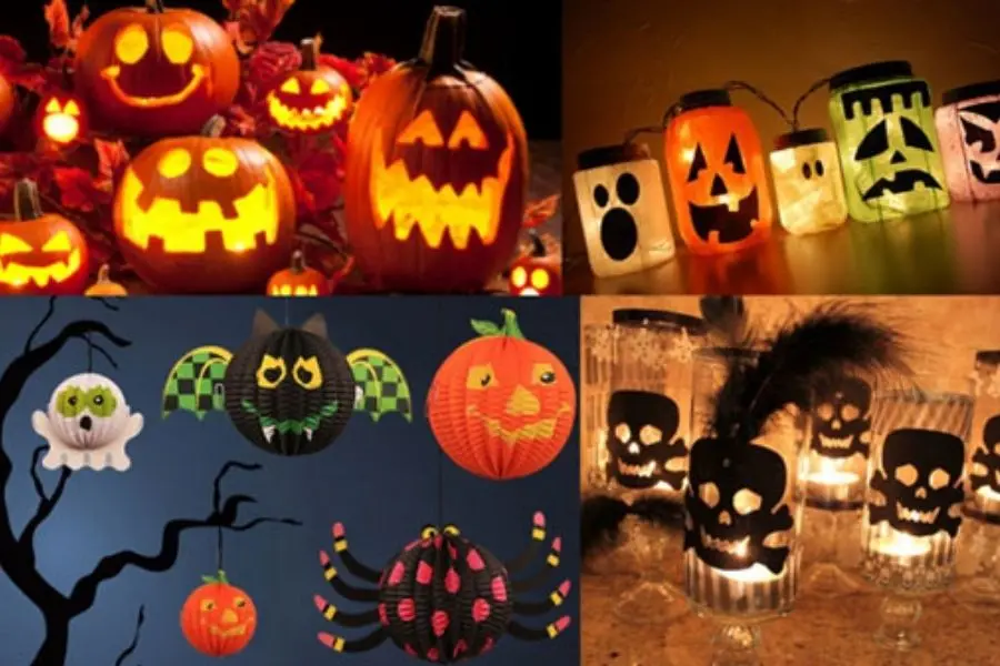 Sử dụng đèn lồng Halloween để trang trí văn phòng.