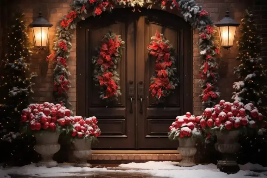 Cửa ra vào tràn ngập không khí Noel.