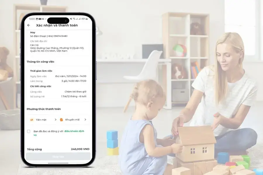 Xác nhận lại các thông tin đã lựa chọn và nhấn “Đăng việc”.