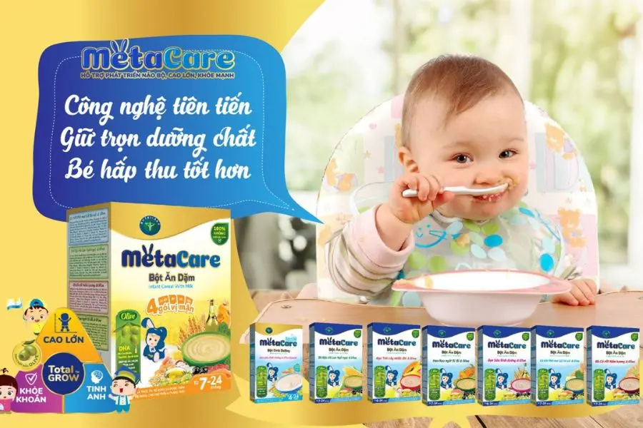 Bột ăn dặm metacare có 2 loại vị mặn và ngọt thích hợp cho nhiều đối tượng trẻ khác nhau.