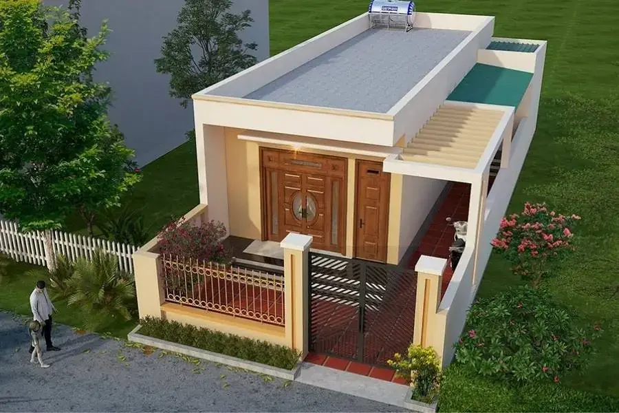 Lựa chọn sơn mới cho mặt tiền nhà cấp 4 như màu xanh nhạt, vàng nhạt,...