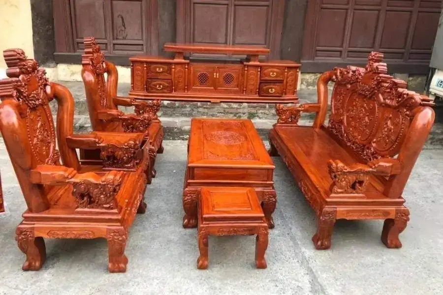 Bàn ghế gỗ Âu Á hộp chương voi hàng dày sang trọng và giá tiền vừa túi