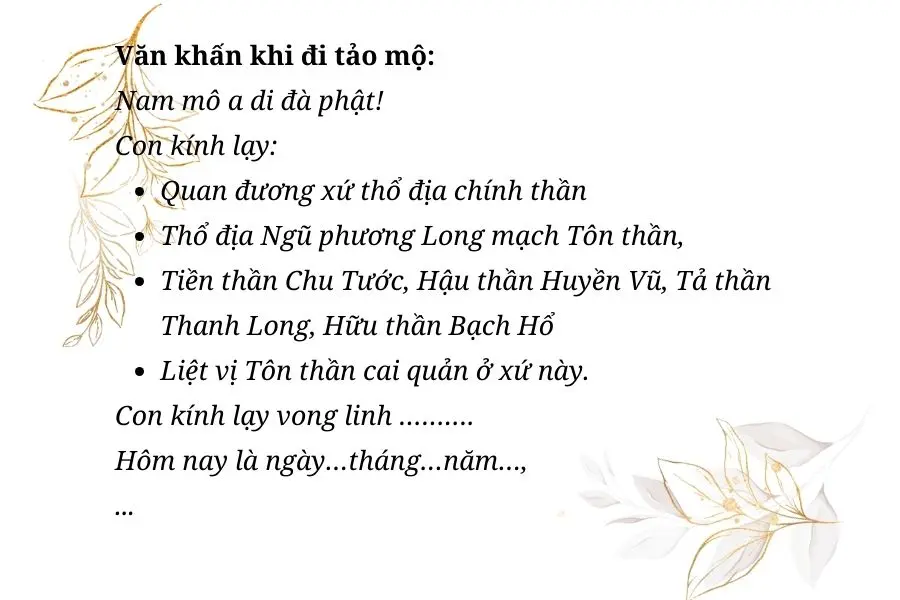 Văn khấn khi đi chạp mả.