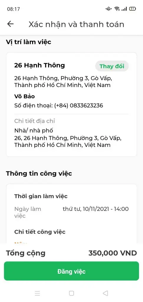 Tiến hành xác nhận