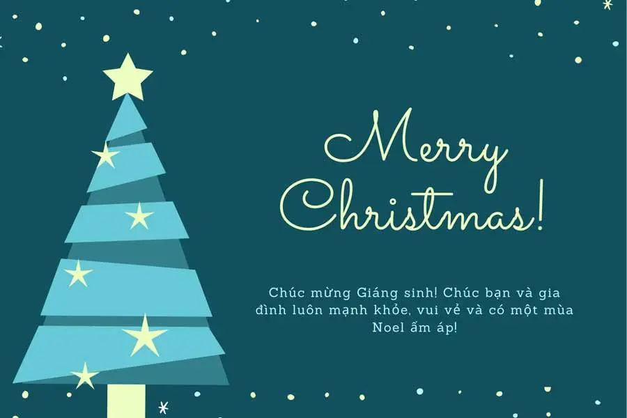 Ngoài màu đỏ, bạn cũng có thể cân nhắc lựa chọn tông màu xanh - trắng cho thiệp Giáng Sinh.