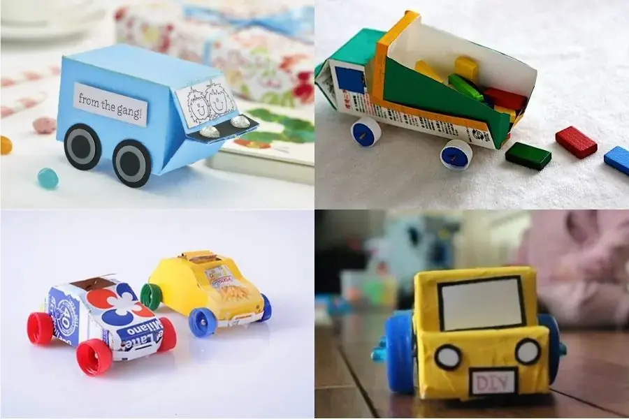 Xe ô tô đồ chơi làm từ vỏ hộp sữa tươi