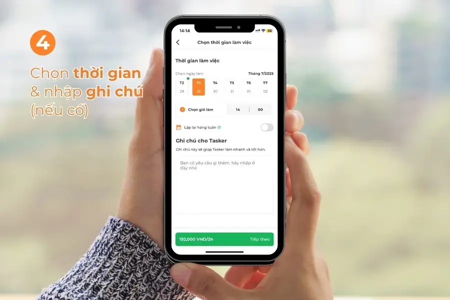 Chọn thời gian. 