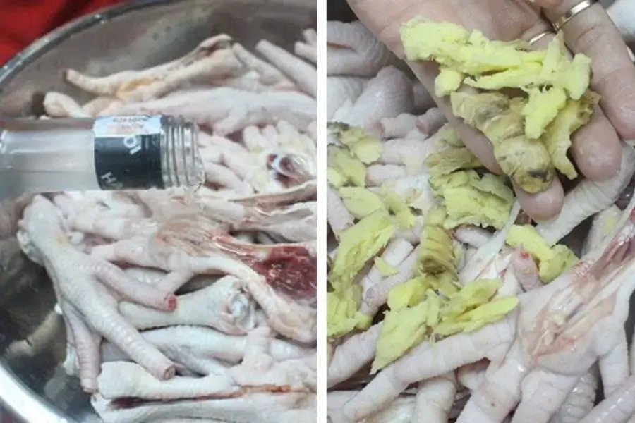Sơ chế sạch chân gà để đảm bảo vị ngon và an toàn của món ăn