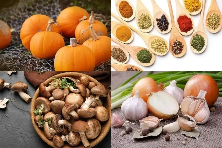 Một số nguyên liệu làm món bí ngô nhồi chay