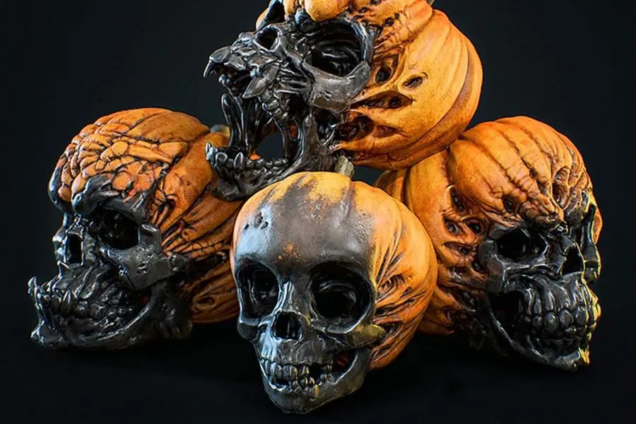 Mô hình đầu lâu kinh dị trang trí halloween.