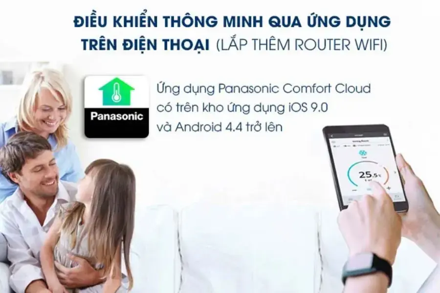 Tính năng kết nối với máy lạnh Panasonic qua điện thoại