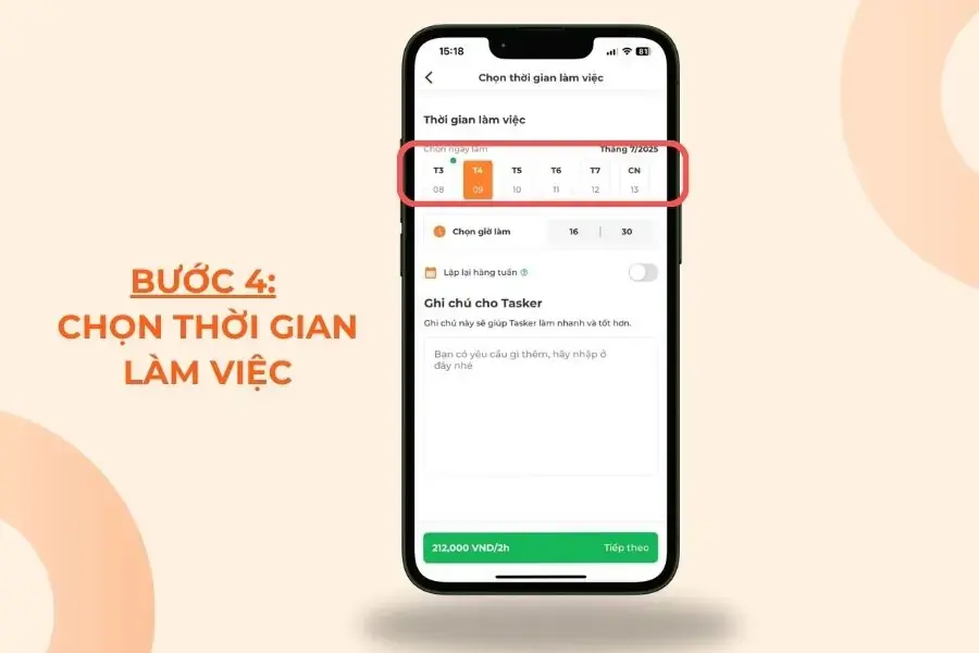 Chọn thời gian làm việc.
