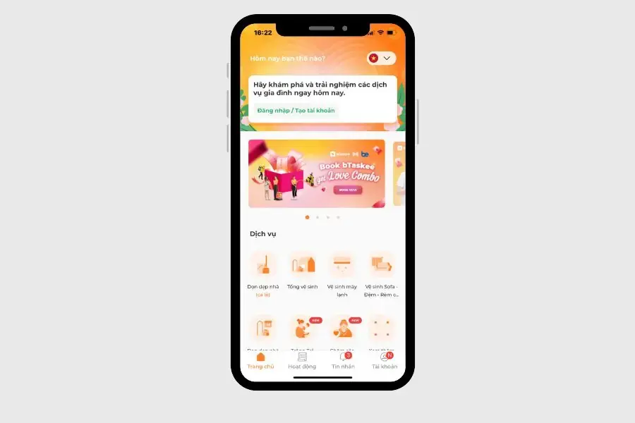 Lựa chọn mục “vệ sinh thảm” trên app bTaskee. 