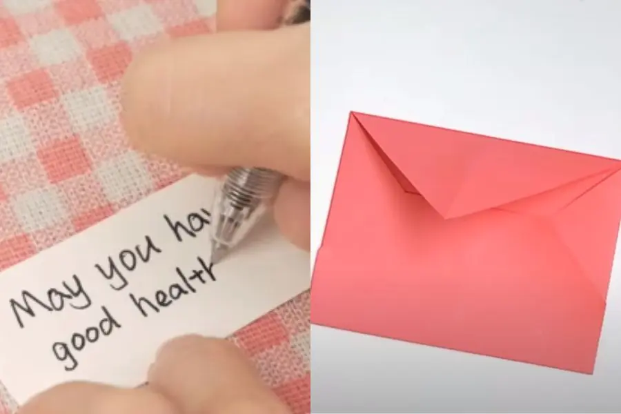 Sử dụng bút mực, bút gel hoặc dụng cụ viết khác để viết lời chúc.