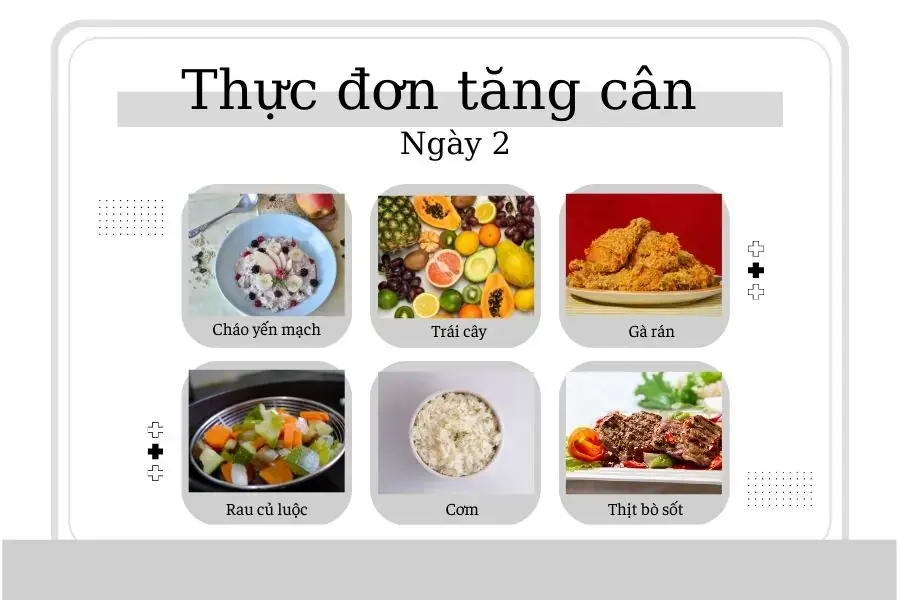 Gợi ý thực đơn tăng cân 1 tuần 5kg ngày 2
