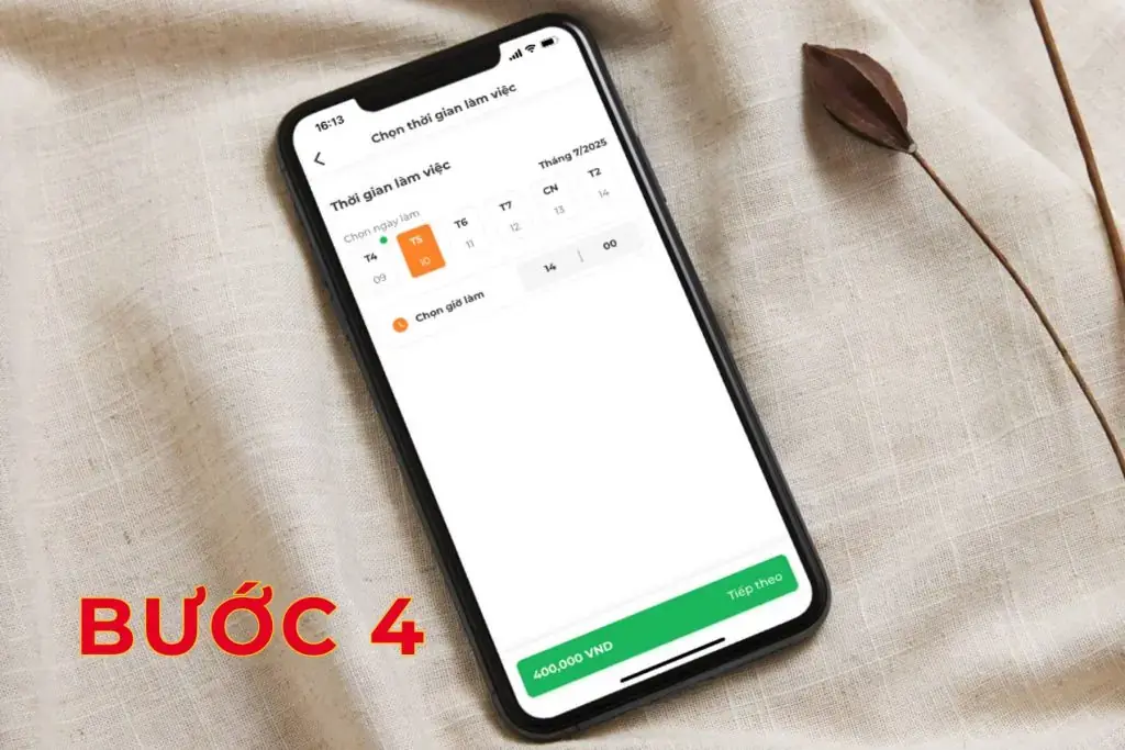 Chọn thời gian và ghi chú nếu có.