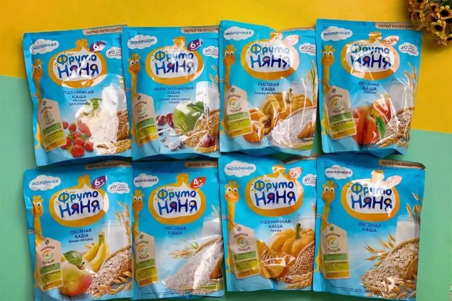 Bột ăn dặm Fruto Nga sản xuất từ nguyên liệu nội địa Nga, không phụ gia, không chất bảo quản.