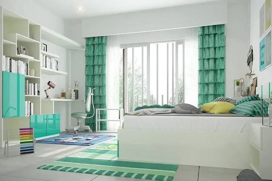 Rèm cửa màu xanh lá