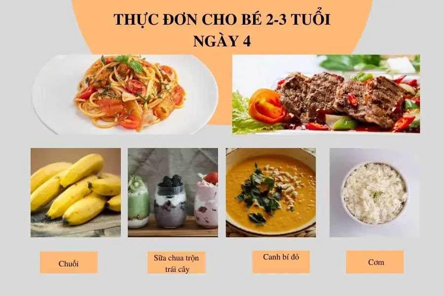 Thực đơn cho bé 2 - 3 tuổi ngày thứ 4 dinh dưỡng