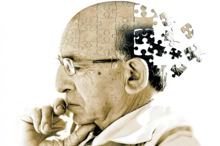 Ảnh minh hoạ một phần đầu người bị tách rời thành các mảnh ghép rời rạc, tượng trưng cho não bộ suy giảm