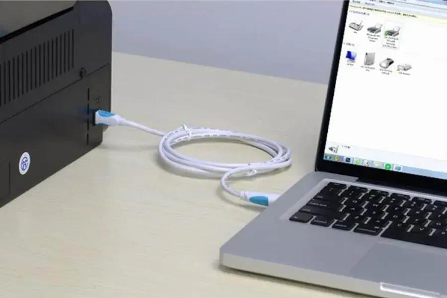Cắm chắc dây USB kết nối giữa máy in và máy tính