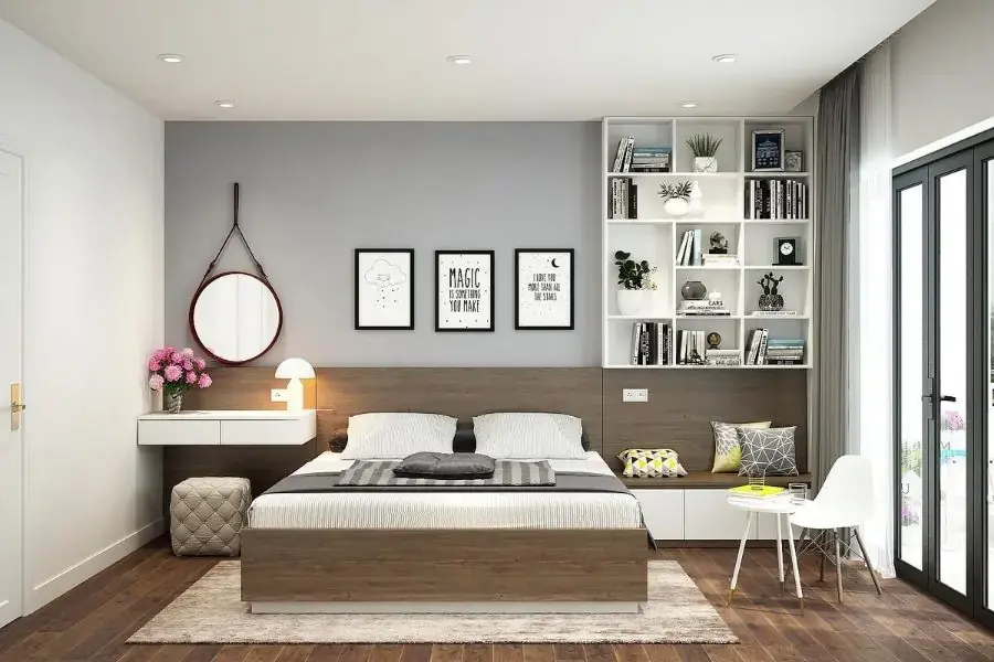 Trang trí phòng ngủ 15m2 đầy đủ tiện nghi và thoáng mát