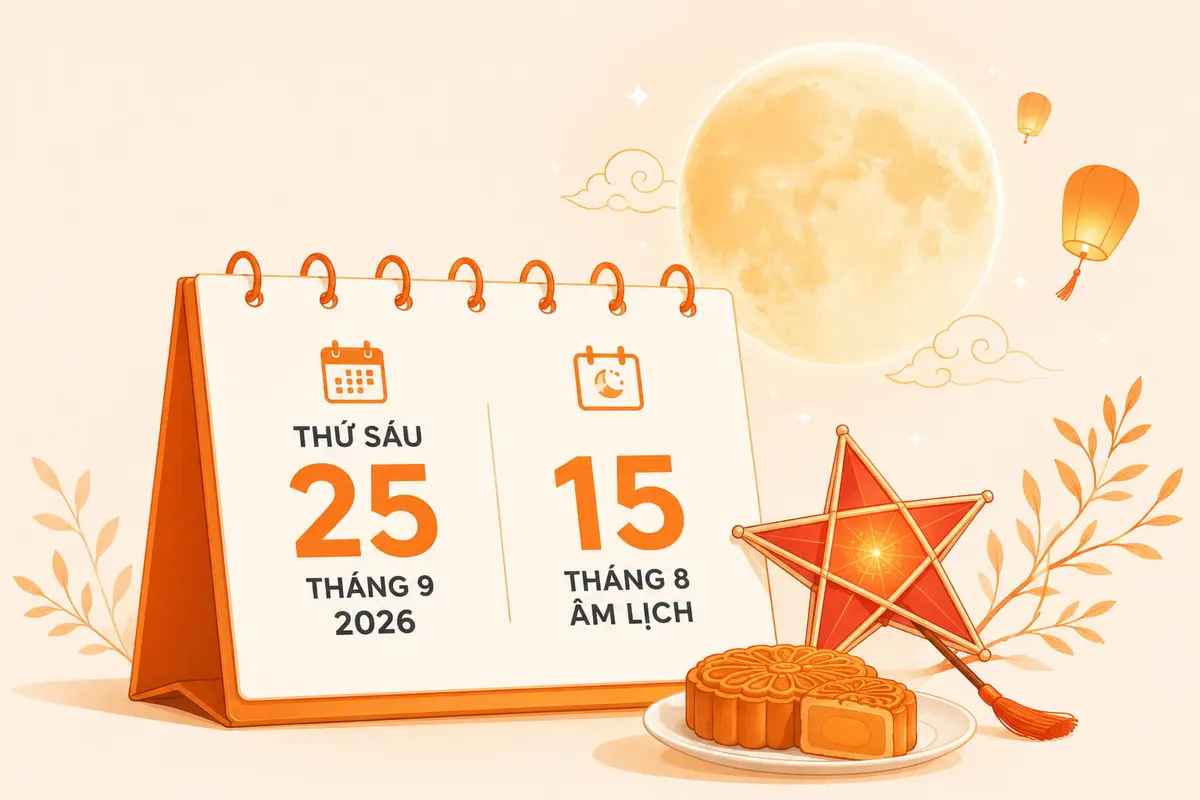 Tết Trung thu 2026 diễn ra vào thứ Sáu, ngày 25 tháng 9.