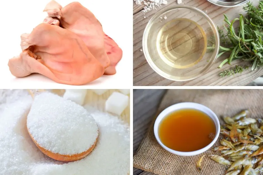 Nguyên liệu làm món tai heo ngâm giấm đơn giản tại nhà.