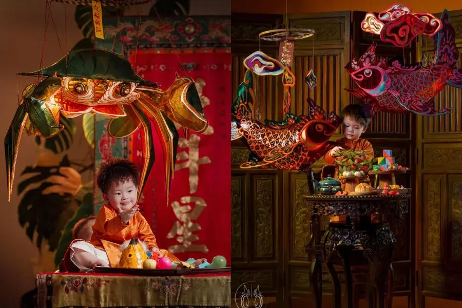 Chiếc lồng đèn cá chép với những nét hoa văn tinh xảo kết hợp với màu sắc truyền thống tạo nên một tác phẩm nghệ thuật độc đáo