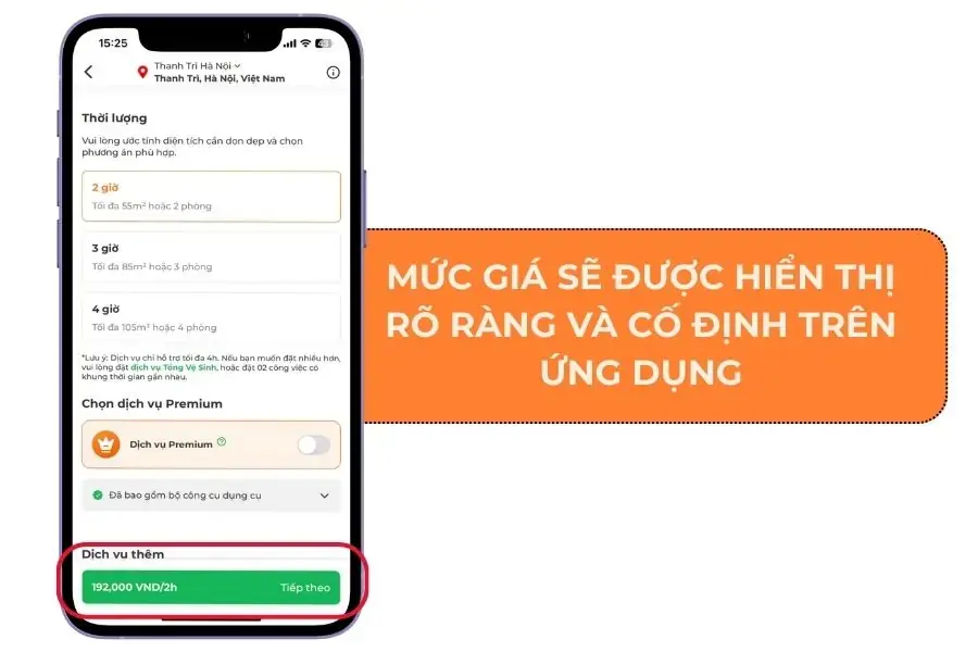 Giá cả minh bạch rõ ràng.
