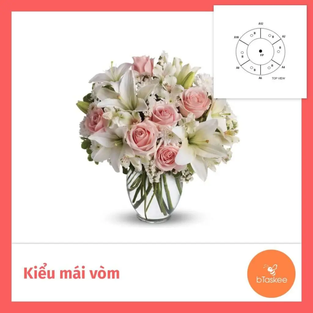 Hoa mái vòm là dáng hoa có thể áp dụng để cắm nhiều loại hoa khác nhau