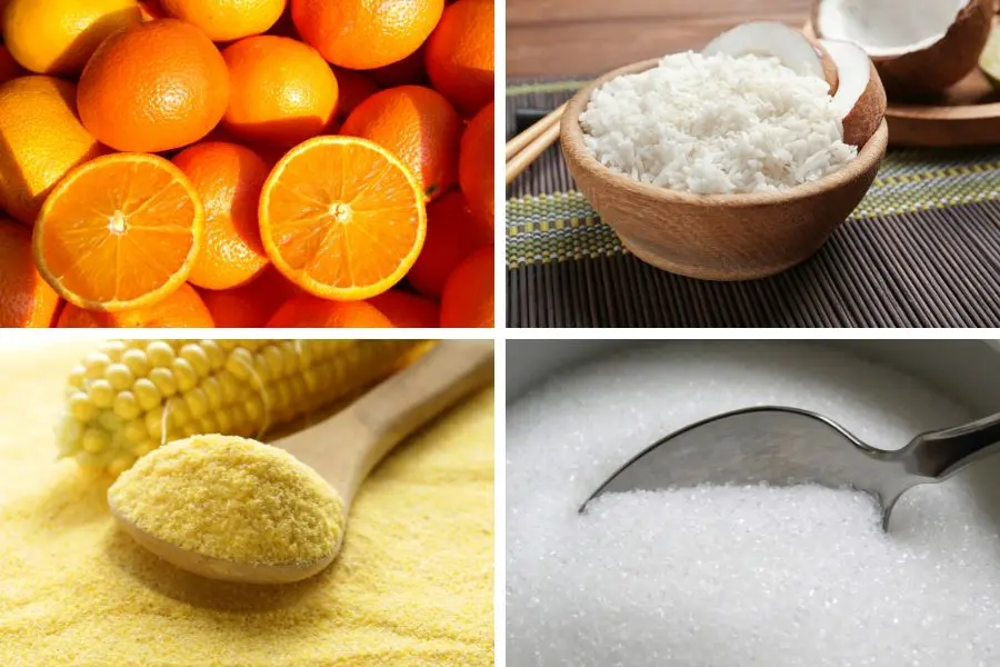 Những nguyên liệu cần chuẩn bị để làm kẹo dẻo cam cho ngày Tết.