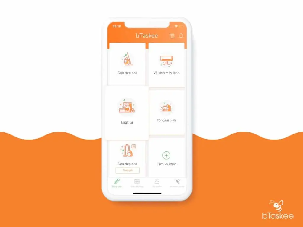 dịch vụ giặt ủi trên ứng dụng bTaskee