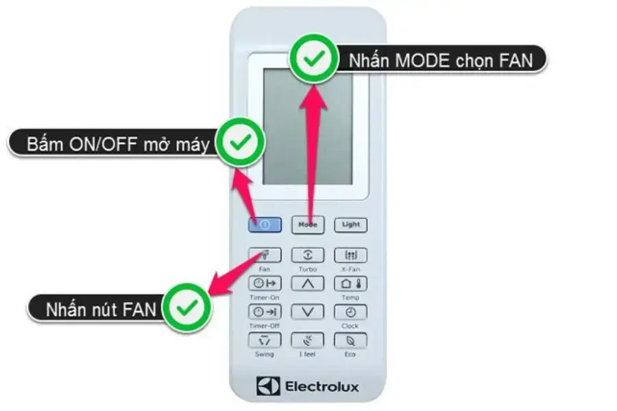 Tốc độ quay của quạt không được hiển thị trên điều khiển điều hòa Electrolux nếu đang chọn tốc độ quay là Auto.