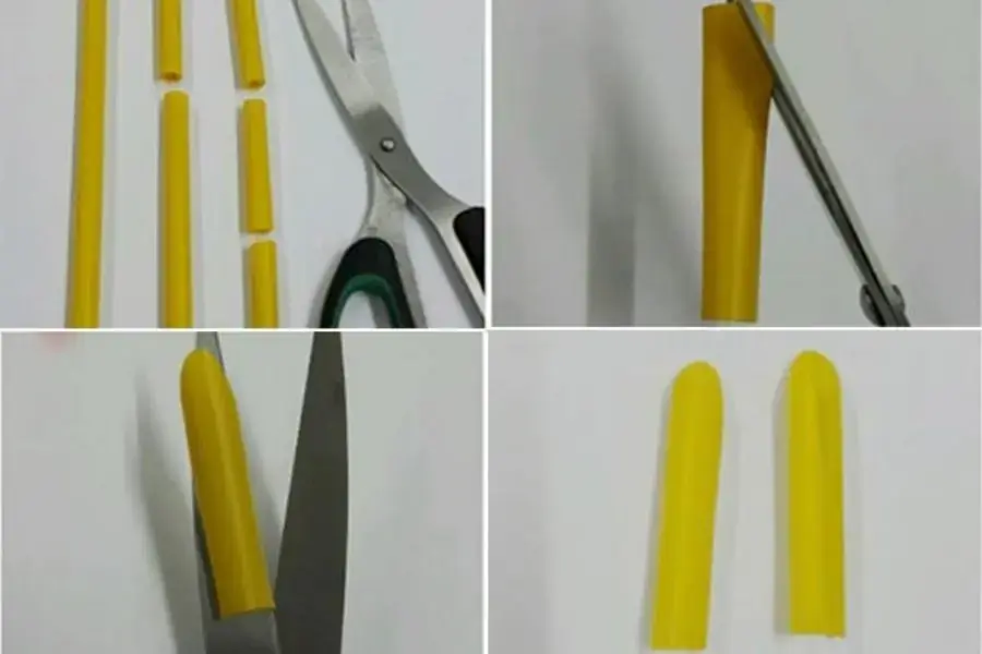 Cắt ống hút thành hình dạng móng tay