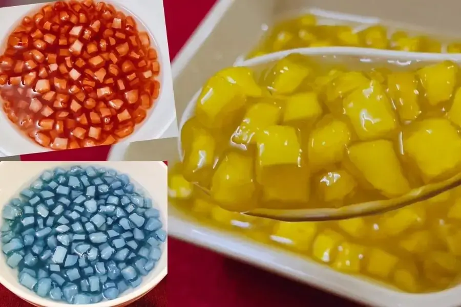 Thạch củ năng 3 màu giòn, dai, sựt sựt sau khi chế biến