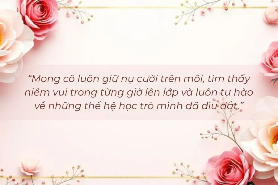 Status 20/10 tri ân cô giáo, gửi lời chúc chân thành và bày tỏ lòng biết ơn đến người đã tận tâm dìu dắt học trò.