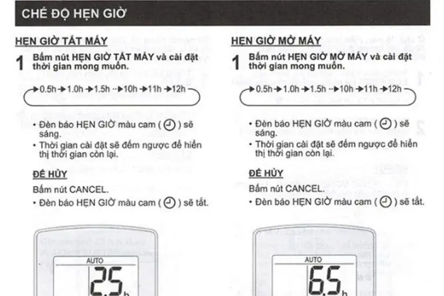 Thời gian cài đặt tối thiểu là 30 phút và đối đa là 12 tiếng.