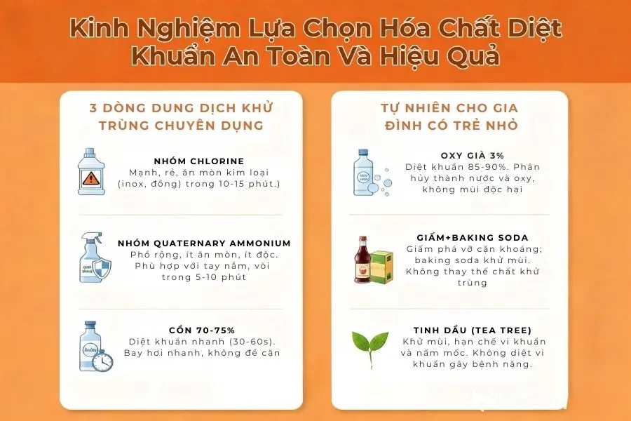 Kinh nghiệm lựa chọn hóa chất diệt khuẩn an toàn và hiệu quả.